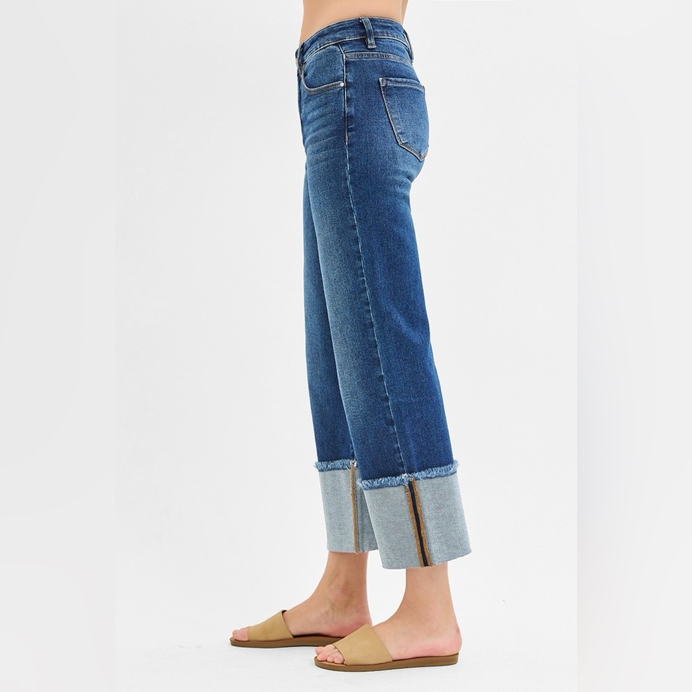 RISEN Mid Rise Crop Wide Wide Cuffed Jeans Plus Size - Picture 6 of 7